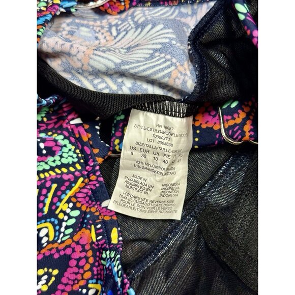 Swim Solutions Sz 8 Swim dress One-Piece Swimsuit Navy Multi Floral New NWT - Picture 5 of 5